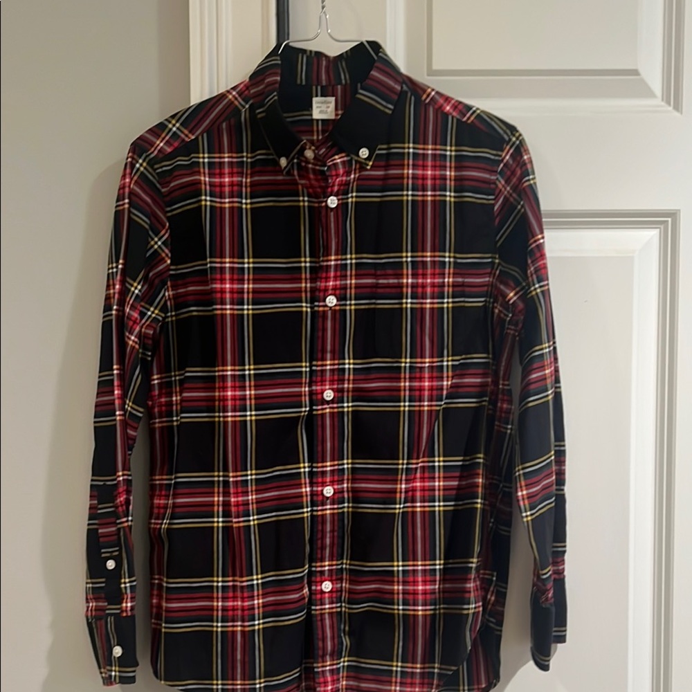 Crewcuts Kids long-sleeve stretch poplin button-down in Stewart tartan Shirt
